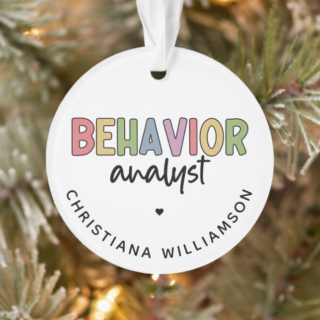Custom Name Colourful Behaviour Analyst Ornament (Tree)