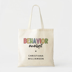 Custom Name Colourful Behaviour Analyst Tote Bag