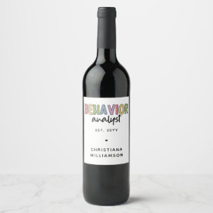 Custom Name Colourful Behaviour Analyst Wine Label