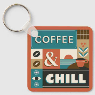 Custom Name Colourful Coffee Quotes Keychain