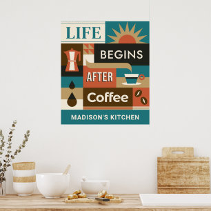 Custom Name Colourful Coffee Quotes Poster