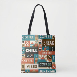 Custom Name Colourful Coffee Quotes Tote Bag