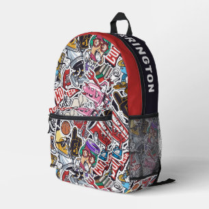 Custom Name Colourful College Doodles Pattern Printed Backpack