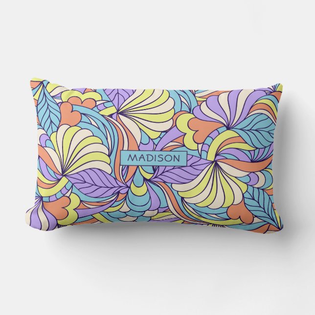 Custom name Colourful Doodles throw pillows (Front)