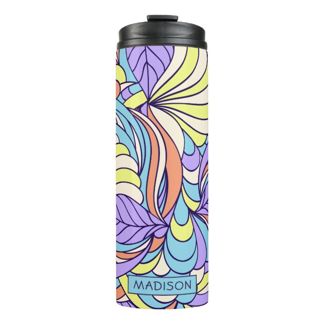 Custom name Colourful Doodles tumbler (Front)