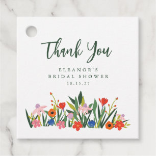 Custom Name Colourful Garden Floral Bridal Shower  Favour Tags