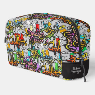 Custom Name Colourful Hiphop Pattern Dopp Kit