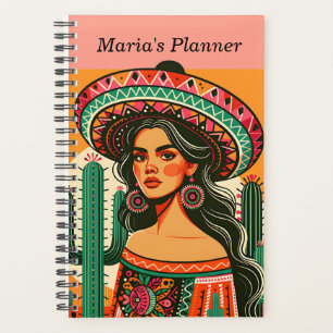 Custom Name Colourful Mexican Fiesta Cactus Planner