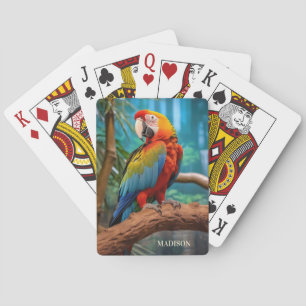 Custom Name Colourful Parrot Playing Cards