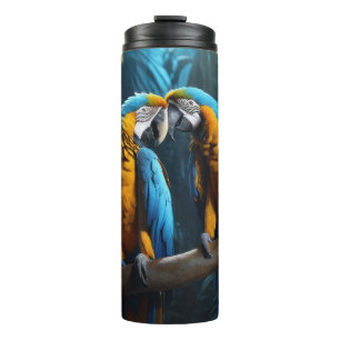 Custom Name Colourful Parrots Thermal Tumbler