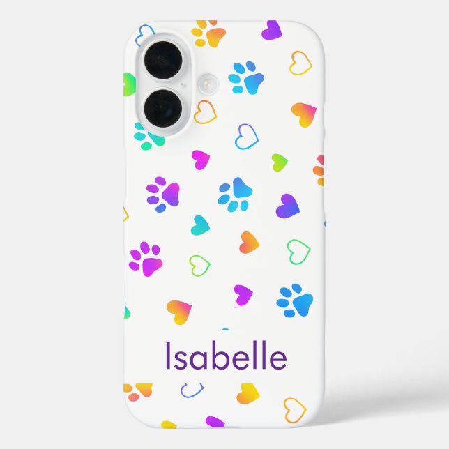 Custom Name Colourful Paw Print Pattern  Case-Mate iPhone Case (Back)