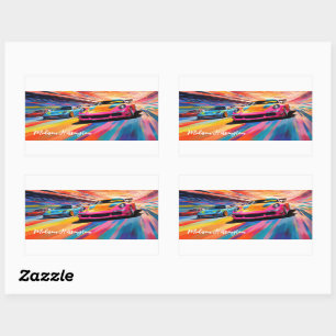 Custom Name Colourful Sportscars Sticker