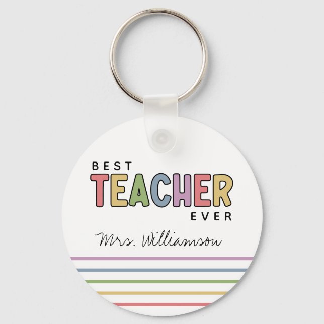 Custom Name Colourful Teacher Appreciation Gifts Keychain (Front)