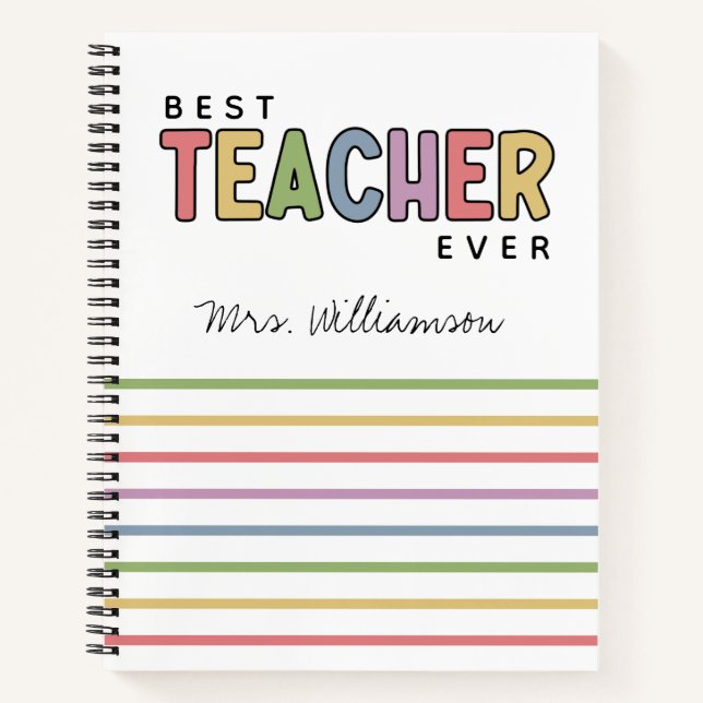 Custom Name Colourful Teacher Appreciation Gifts Notebook (Front)