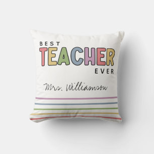 Custom Name Colourful Teacher Appreciation Gifts Throw Pillow