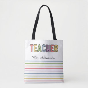 Custom Name Colourful Teacher Appreciation Gifts Tote Bag