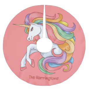 Custom Name Colourful Unicorn Brushed Polyester Tree Skirt