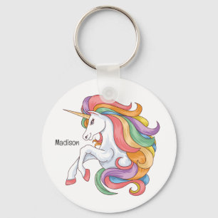 Custom Name Colourful Unicorn Keychain