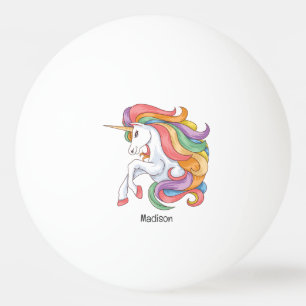 Custom Name Colourful Unicorn Ping Pong Ball