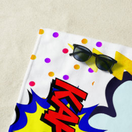 Custom Name Comic Speech Bubbles Personalized Beach Towel