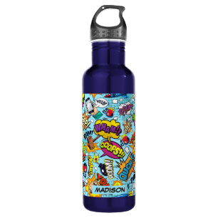 Custom Name Comics Pattern 710 Ml Water Bottle