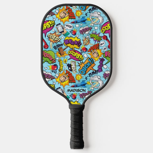 Custom Name Comics Pattern Pickleball Paddle (Front)