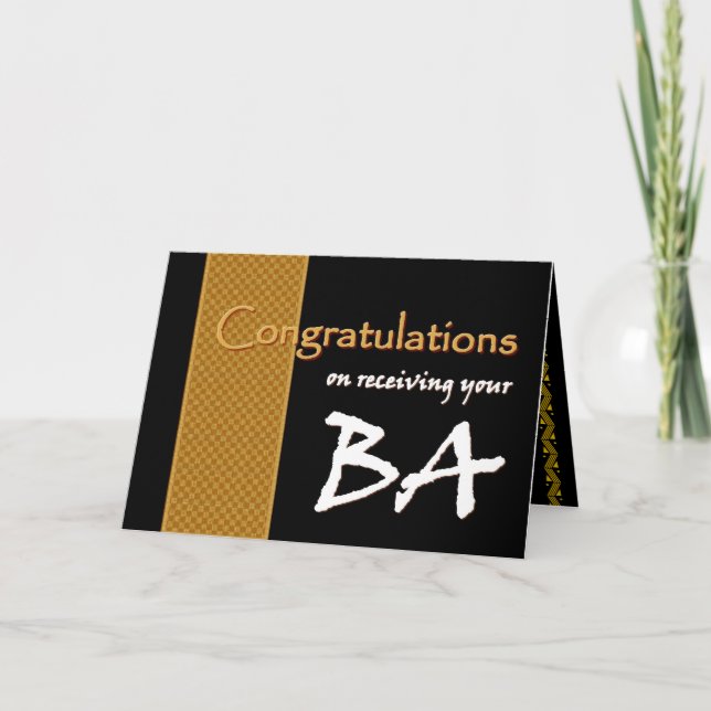 CUSTOM NAME Congratulations - Bachelor of Arts BA Card (Front)