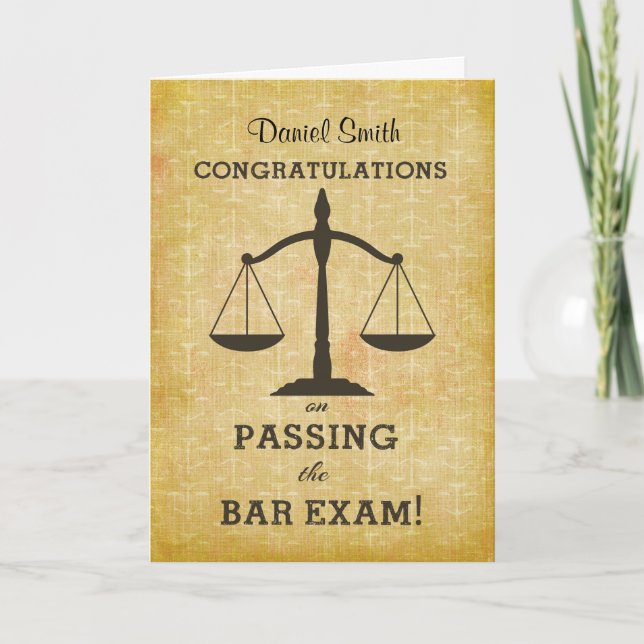 Custom Name Congratulations Passing Bar Exam Card (Front)