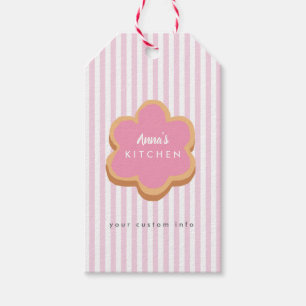 Custom Name Cookie Pink Stripe Kitchen Gift Tags