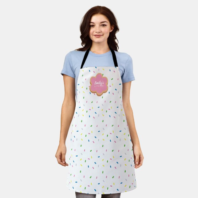 Custom Name Cookie Sprinkle Kitchen Apron (Worn)