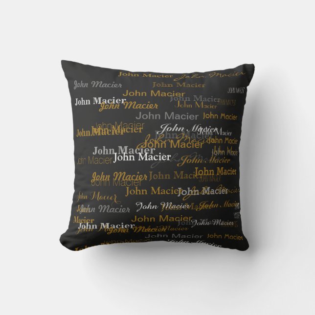 custom name, cool and modern typography throw pillow (Front)