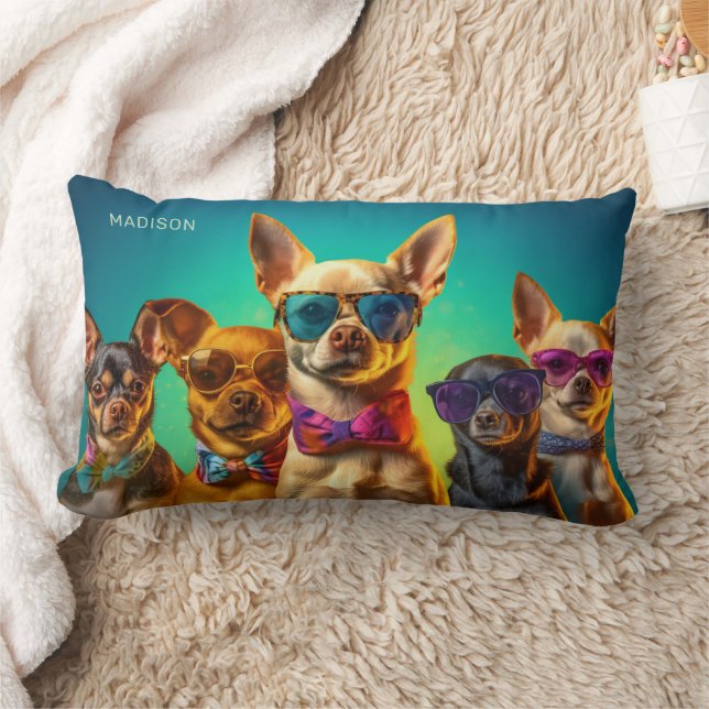Custom Name Cool Dogs Lumbar Pillow (Blanket)
