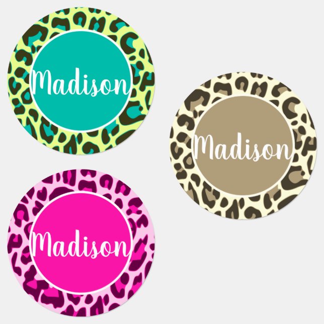 Custom Name Cool Leopard Animal Print Bright Colou (Group)