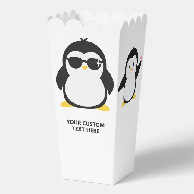 Custom name cool penguin favor box (Back)