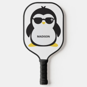 Custom name cool penguin pickleball paddle