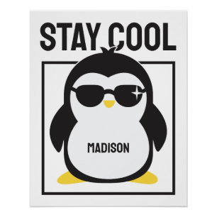 Custom name cool penguin poster