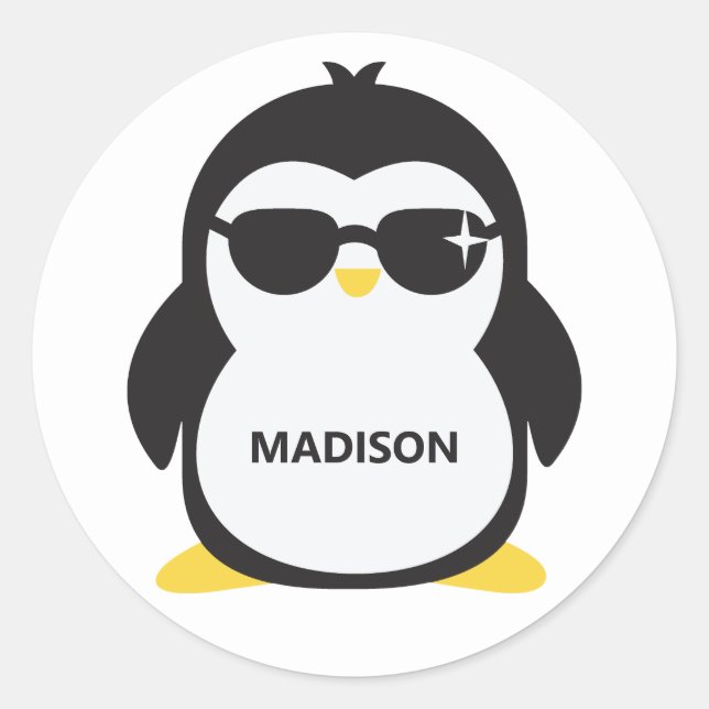 Custom name cool penguin stickers (Front)