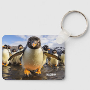 Custom Name Cool Penguins Keychain