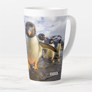 Custom Name Cool Penguins Latte Mug