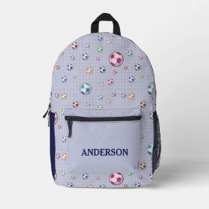 Custom Name Cool Sports Soccer Ball Pattern Printed Backpack