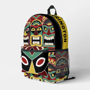 Custom Name Cool Tiki Totems Printed Backpack