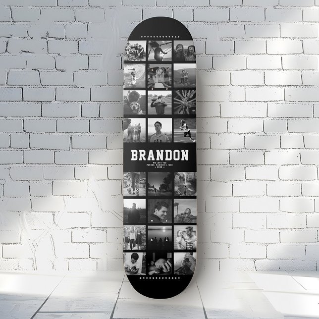 Custom Name Cool Trendy Instagram Photo Collage Skateboard (Creator Uploaded)