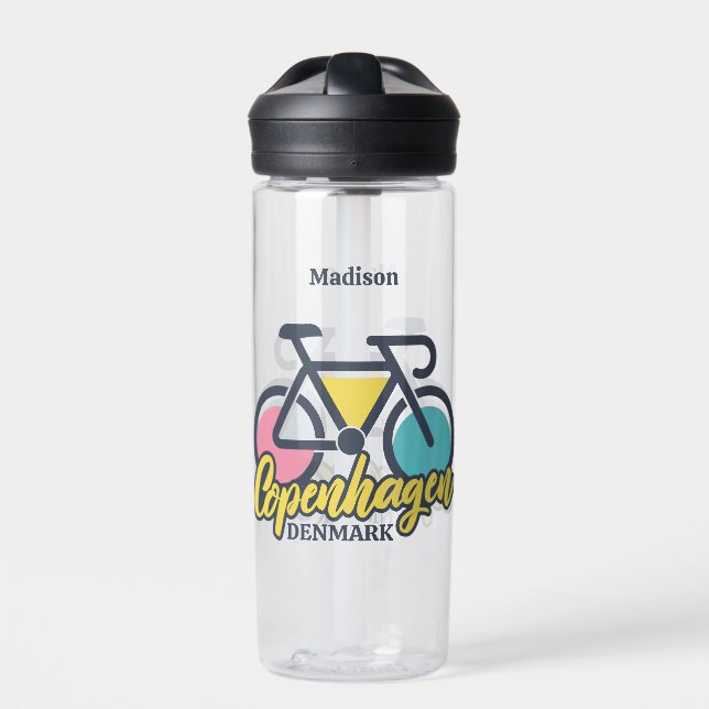 Custom Name Copenhagen Denmark Water Bottle (Front)