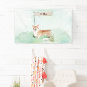 Custom Name Corgi Pet Dog Banner