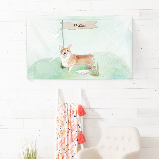 Custom Name Corgi Pet Dog Banner (Insitu)