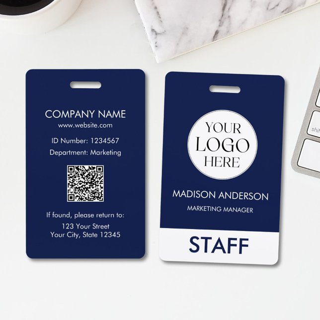 Custom Name Corporate Business Logo Employee Badge (Back and Front)