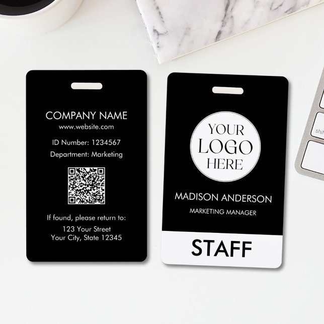 Custom Name Corporate Business Logo Employee Badge (Back and Front)