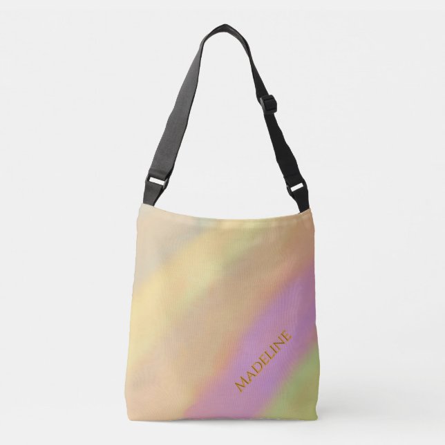 Custom Name Cotton Candy Watercolor Pattern Crossbody Bag (Front)