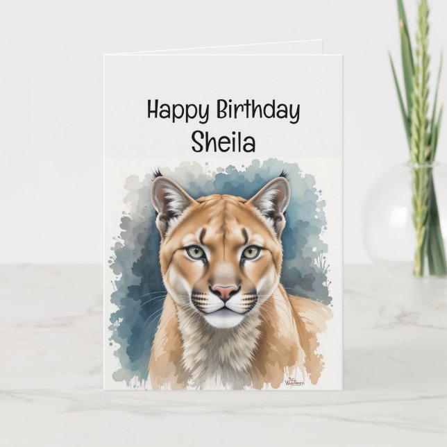 Custom Name Cougar Birthday Funny Card (Front)