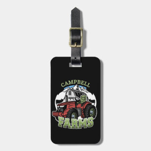 Custom NAME Country Farms Barn Tractor Farmer Luggage Tag